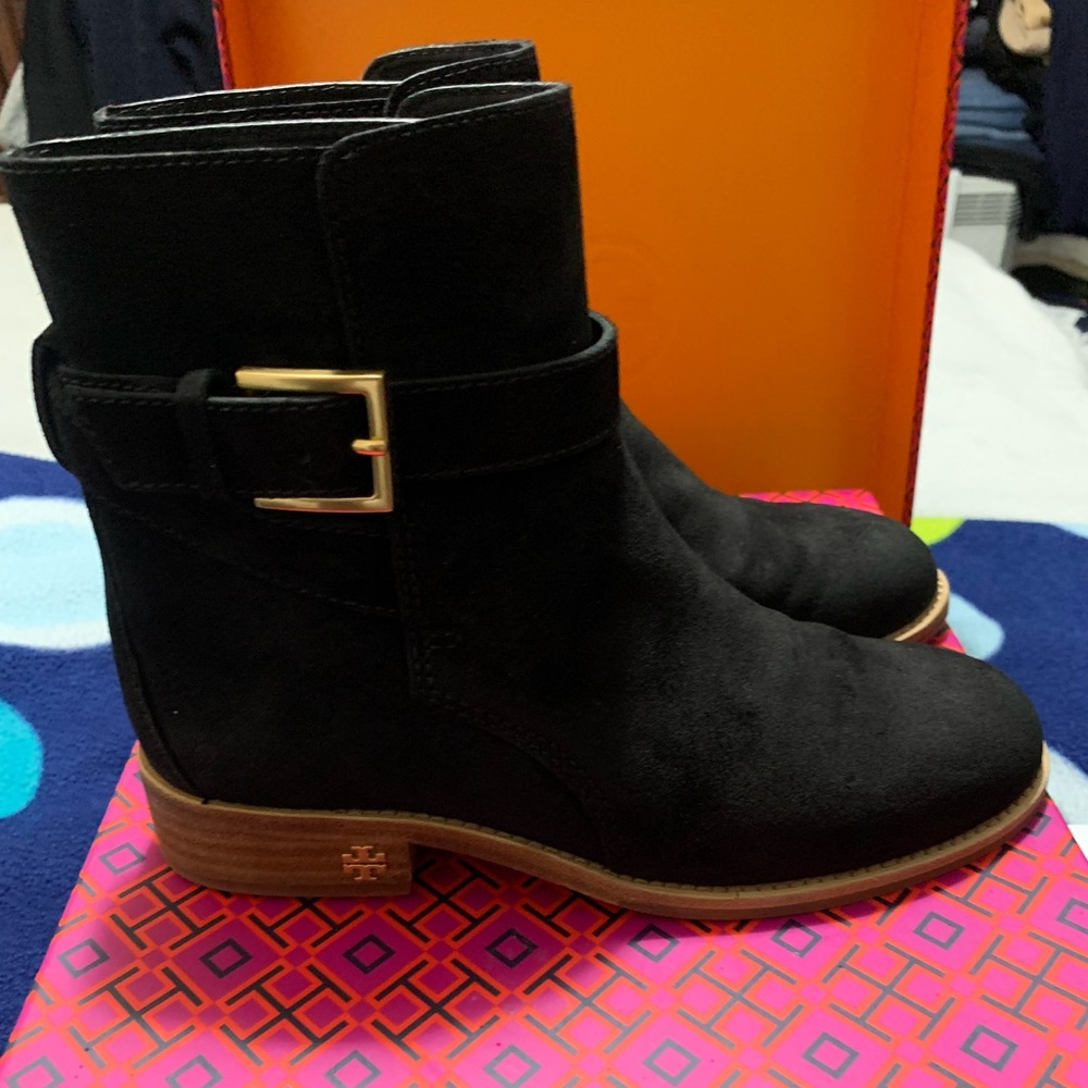 Tory Burch black suede ankle bootie size 5